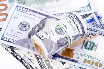 dollar banknotes on a white background