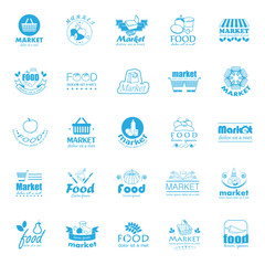 Food And Market Icons Set-Isolated On White Background:Vector Illustration,Graphic Design.For Web,Websites,Print, App,Presentation Templates,Mobile Applications And Promotional Materials.Shopping Tag