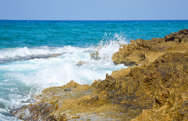 Rocks on the coast of Aegean Sea.