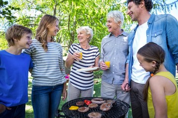 Family having a barbecue