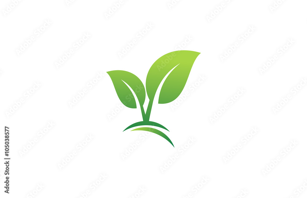 Sticker green leaf plant landscape logo