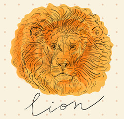 Obraz premium Vector illustration with lion's head