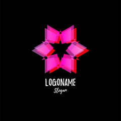 Abstract star. Logo star. Logo vector star. Isolated modern stylish logo. Colorful logo. Geometric logo. Color overlapping effects. Design elements. Triangles logo. Jewelry logo.