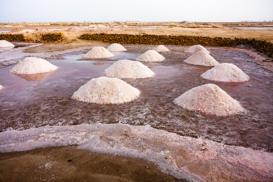 Salt mining mounds in Cape Verde, Africa