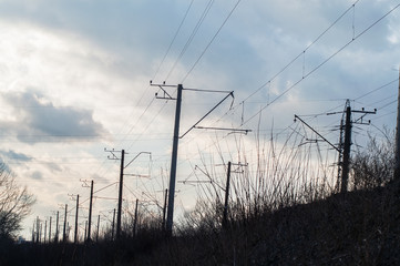 Fototapeta na wymiar pole line high-voltage wire