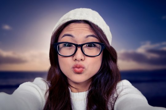 Composite Image Of Asian Woman Making Faces