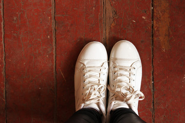 sneakers on the floor