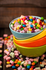 Mix of marshmallows in a bowls