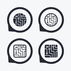 Circuit board signs. Technology scheme icons.