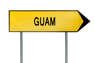 Yellow street concept sign Guam isolated on white