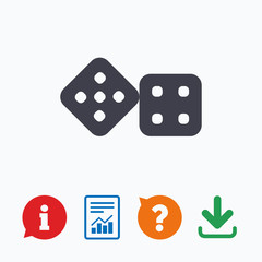 Dices sign icon. Casino game symbol.