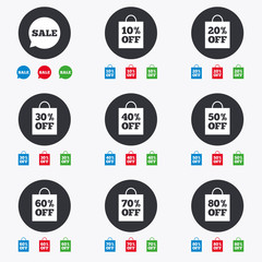 Sale discounts icons. Special offer signs.