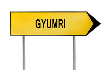 Yellow street concept sign Gyumri isolated on white