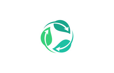 green leaf circle arrow eco logo