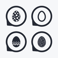 Easter eggs signs. Circles and floral patterns.