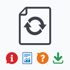 File document refresh icon. Reload doc symbol.