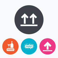 Fragile icons. Delicate package delivery.