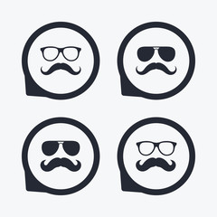 Obraz premium Mustache and Glasses icons. Hipster symbols.