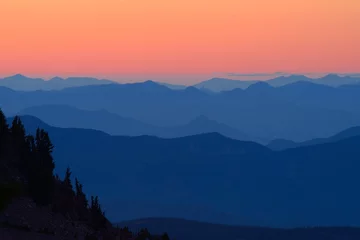  Scenic mountains view after sunset. View from Mt. Hood, Cooper Spur. USA Pacific Northwest, Oregon. © thecolorpixels