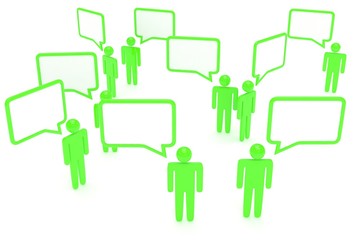 people with talk bubbles isolated over a white background