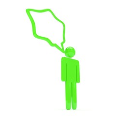 3d man with talk bubbles isolated over a white background