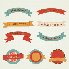 Vintage, retro flat badges, labels ribbons set