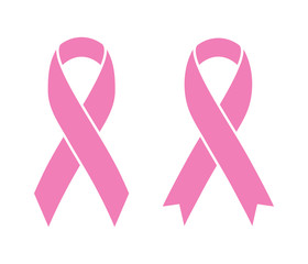 Pink ribbons isolated on white (Breast Cancer Sign). Vector illustration. - Powered by Adobe