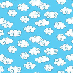 Obraz premium Seamless pattern with white clouds in sky