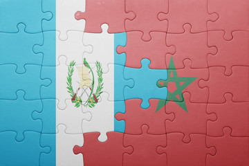 puzzle with the national flag of morocco and guatemala .