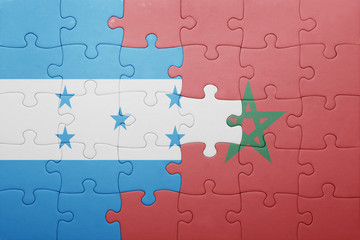 puzzle with the national flag of morocco and honduras .