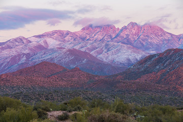 Snow covered peaks outside Phoenix, Arizona