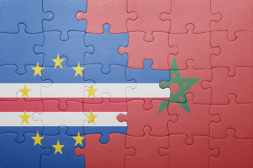 puzzle with the national flag of morocco and cape verde .