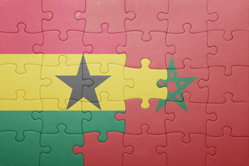 puzzle with the national flag of morocco and ghana .