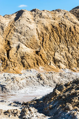 Fototapeta na wymiar Big mountains of sand mixed with salt.