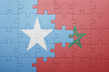 puzzle with the national flag of morocco and somalia .