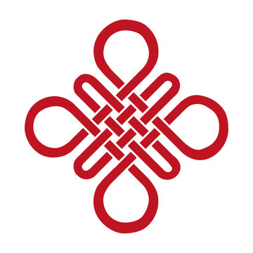 Auspicious Endless knot.Buddhist symbol.Red