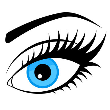 recommend clip art: Woman blue eye isolated on white background.