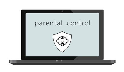 Laptop Screen under Parental Control. Vector Illustration