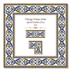 Vintage frame series_018 Spiral Feather Cross
