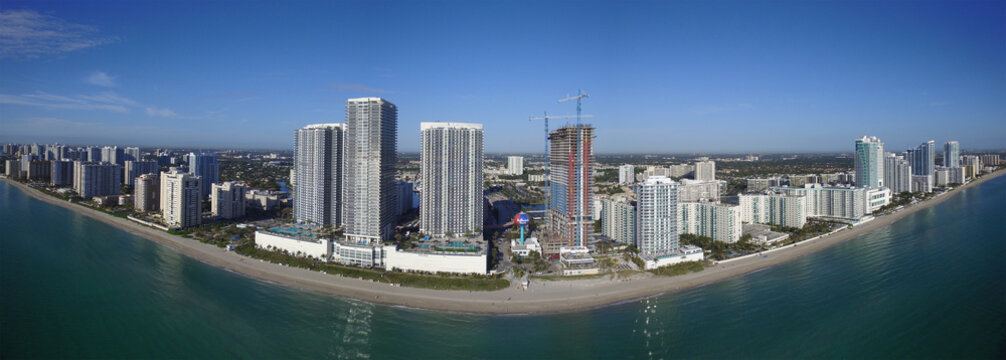 Aerial panorama Hallandale Beach FL