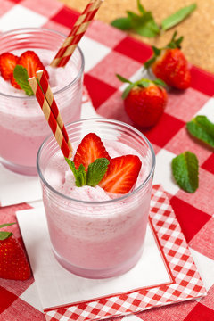 Strawberry Smoothie. Selective focus.