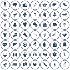 Set of forty nine medicine icons