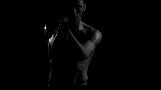 male body moving in the dark