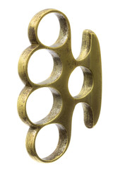 Brass knuckle-duster, weapon for hand, isolated on white backgro