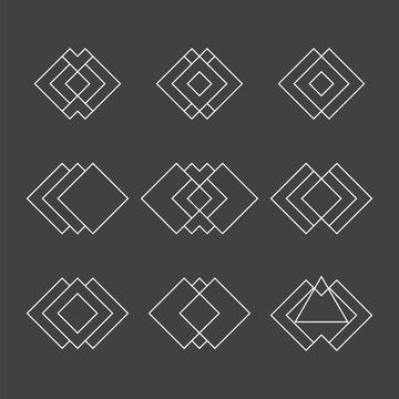 Set of trendy geometric shapes. Ethnic tattoo. Hipster logotypes
