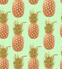 Pineapple seamless pattern in vintage colors