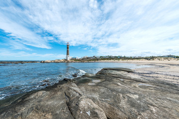 Fototapeta na wymiar Lighthouse in Jose Ignacio near Punta del Este, Uruguay