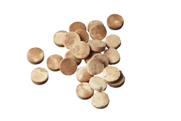 expired pills isolated on white background