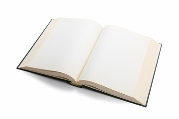 Blank white pages in an open book