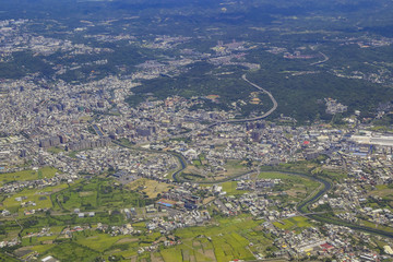 Aerial view of Taiwan from a airplane